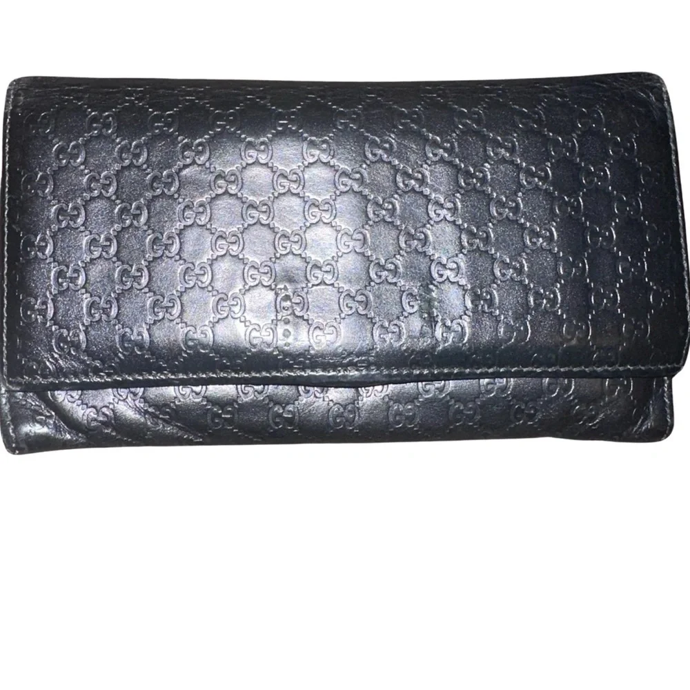 Gucci Black Long Leather GG Wallet XL 7.5x4
